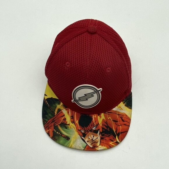 The Flash Baseball Cap Hat Adjustable Red DC Comics Print on Bill Lightning Bolt - Picture 8 of 11